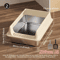 Stainless Steel SemiEnclosed Cat Litter Box LeakProof Large Cat Toilet With Lid 15