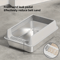 Stainless Steel SemiEnclosed Cat Litter Box LeakProof Large Cat Toilet With Lid 18