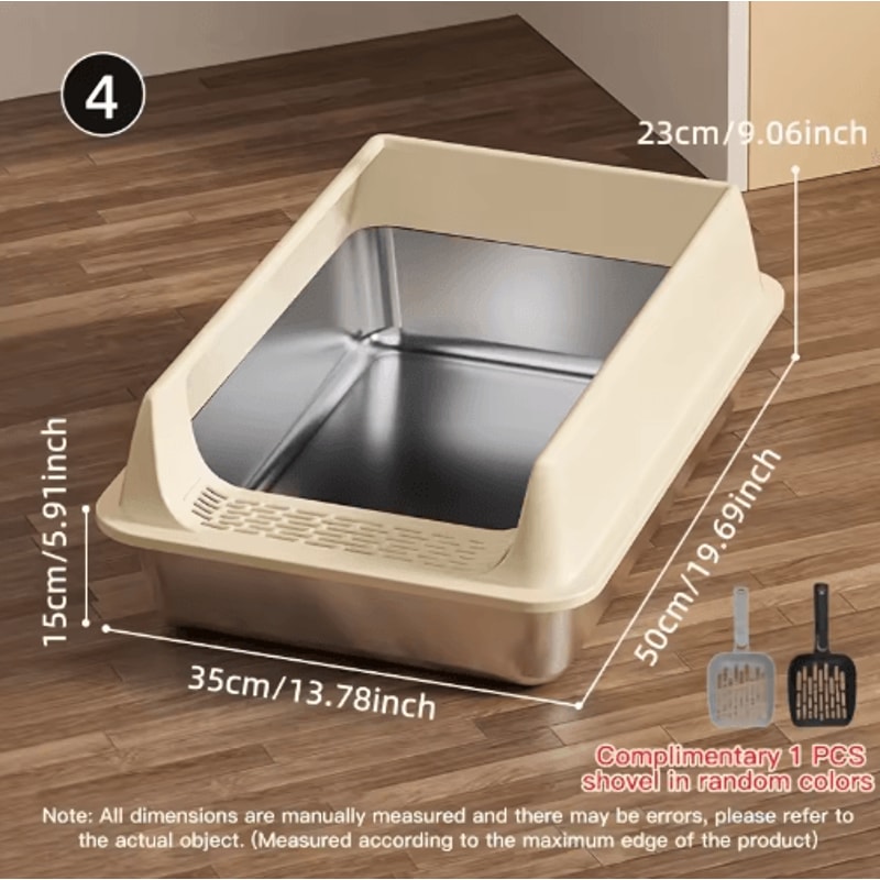 Stainless Steel SemiEnclosed Cat Litter Box LeakProof Large Cat Toilet With Lid 7