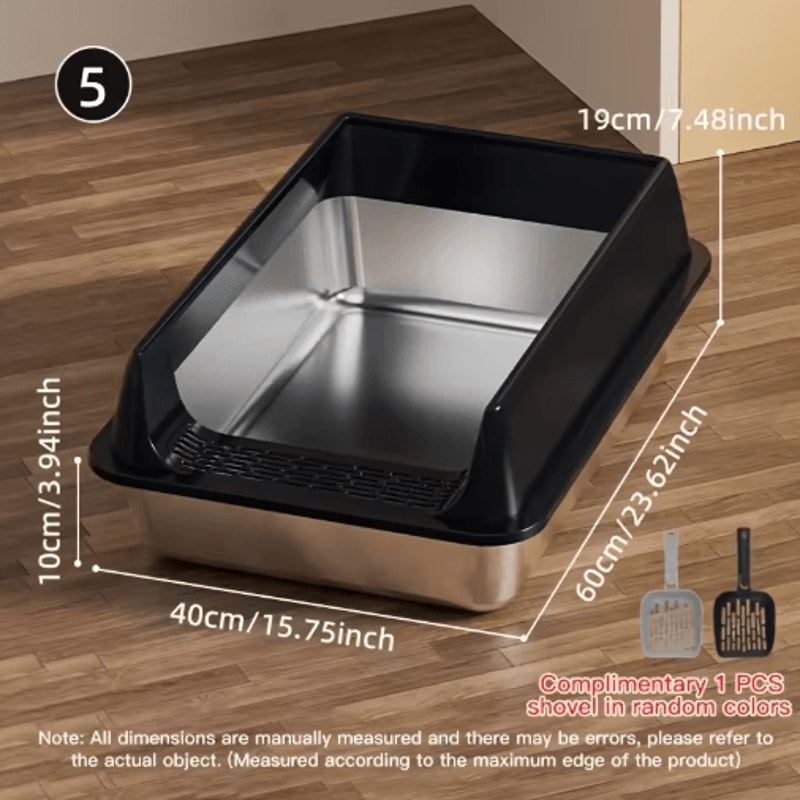 Stainless Steel SemiEnclosed Cat Litter Box LeakProof Large Cat Toilet With Lid 8
