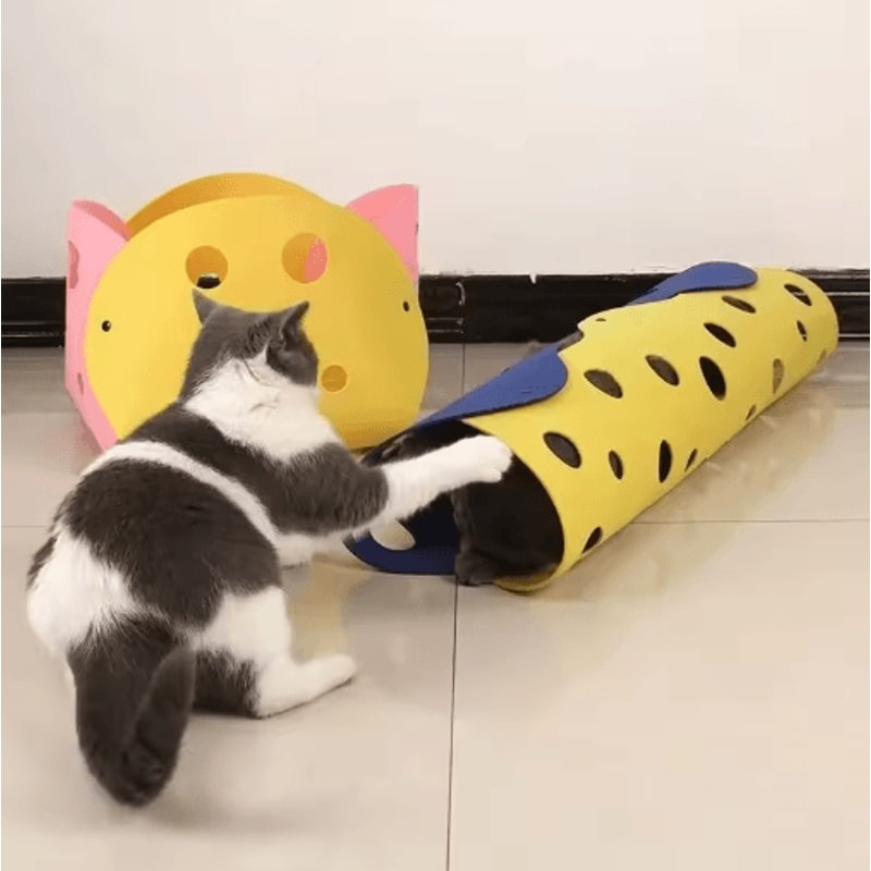 Deformable Felt Cat Tunnel Nest Collapsible Interactive Play House For Cats 7
