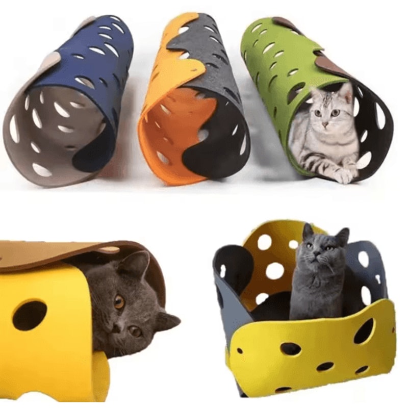 Deformable Felt Cat Tunnel Nest Collapsible Interactive Play House For Cats 8