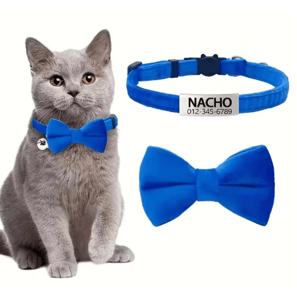 Personalized Cat Bow Tie Collar Adjustable Engraved ID Collar With Bell 2