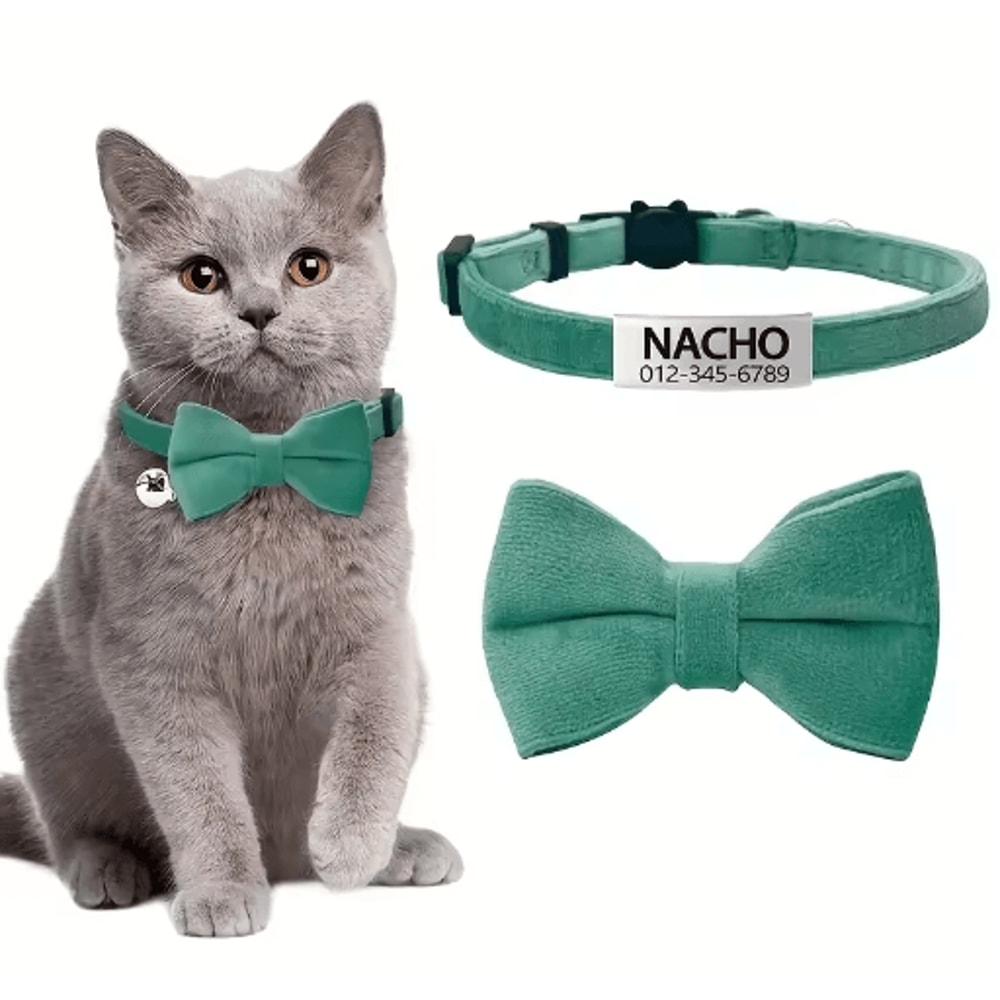 Personalized Cat Bow Tie Collar Adjustable Engraved ID Collar With Bell 4