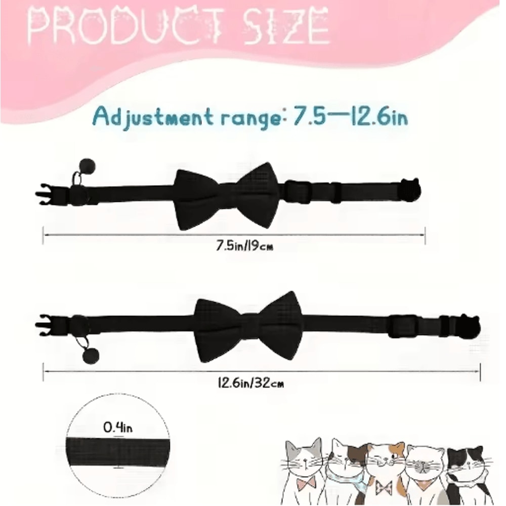 Personalized Cat Bow Tie Collar Adjustable Engraved ID Collar With Bell 8