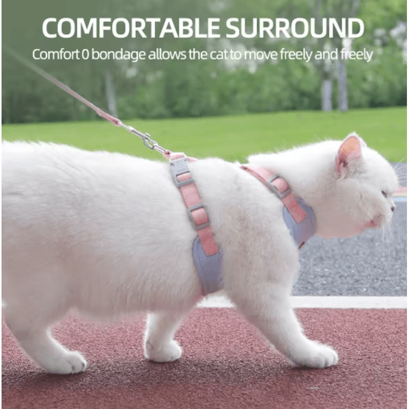 Breathable Cat Harness And Leash Set Adjustable Outdoor Vest For Cats Small Dogs 7