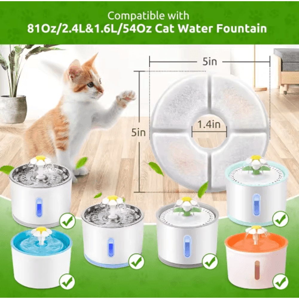 OYES Cat Fountain Replacement Filters MultiFiltration Activated Carbon Filter Pack 3