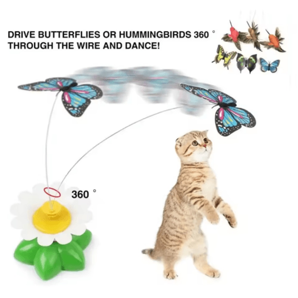 4Pack Automatic Butterfly Cat Toy Rotating Interactive Flying Teaser For Cats 4
