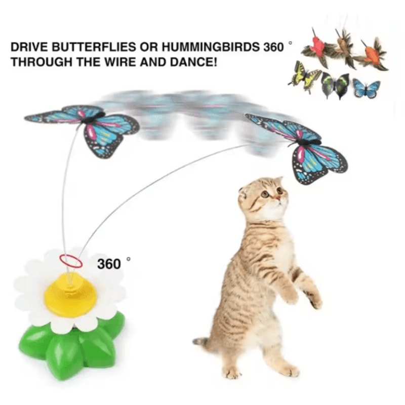 4Pack Automatic Butterfly Cat Toy Rotating Interactive Flying Teaser For Cats 4