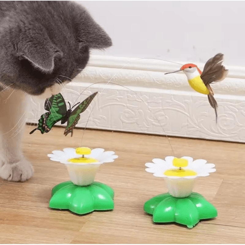 4Pack Automatic Butterfly Cat Toy Rotating Interactive Flying Teaser For Cats 0