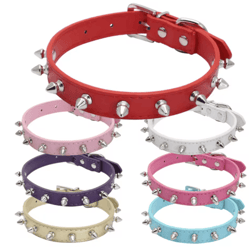 leather spiked pet collar – adjustable studded neck strap for dogs & cats