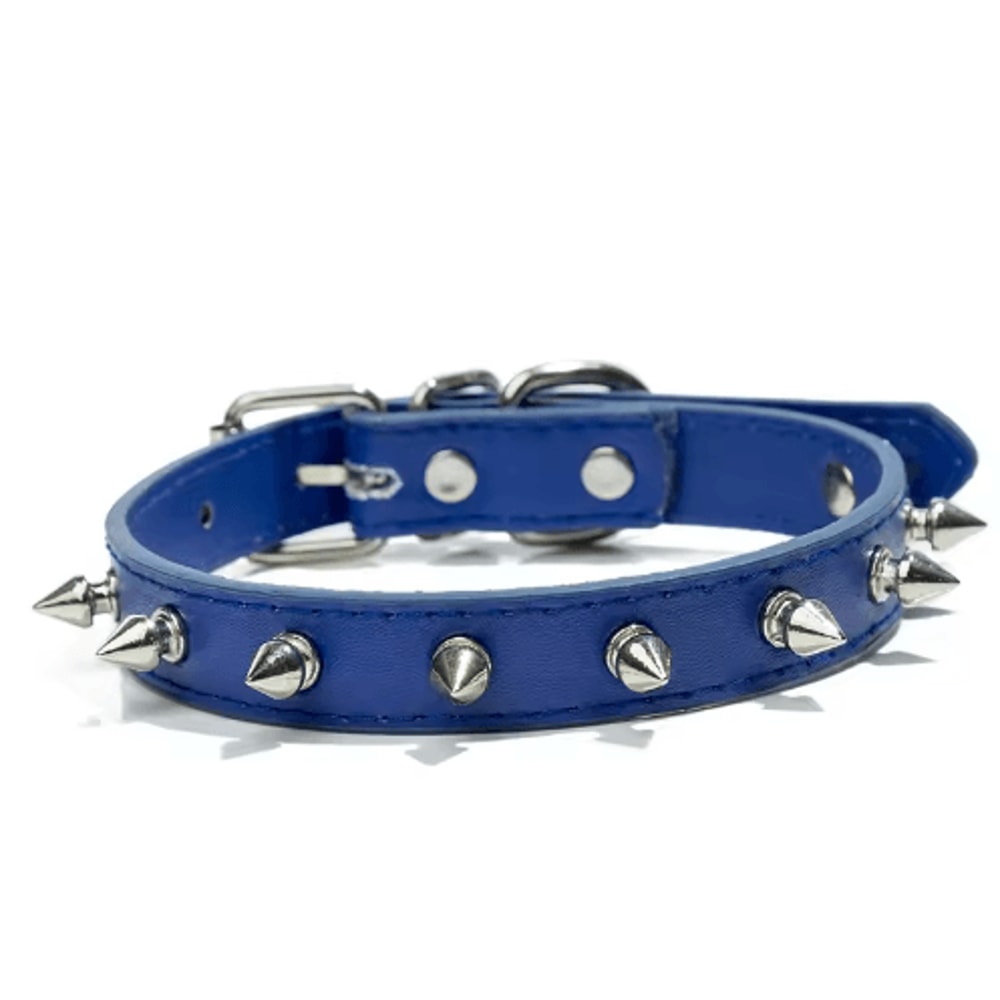 Leather Spiked Pet Collar Adjustable Studded Neck Strap For Dogs Cats 2