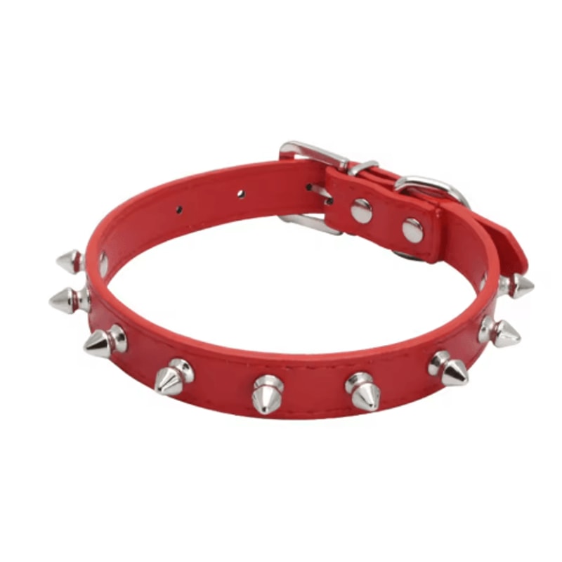 Leather Spiked Pet Collar Adjustable Studded Neck Strap For Dogs Cats 4
