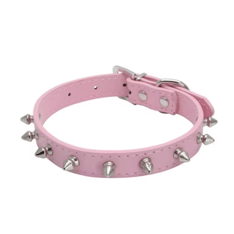 Leather Spiked Pet Collar Adjustable Studded Neck Strap For Dogs Cats 5