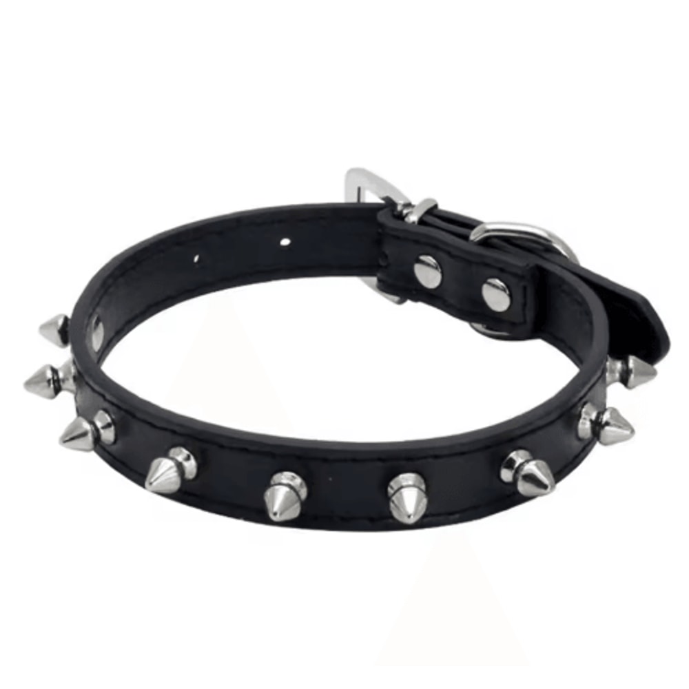Leather Spiked Pet Collar Adjustable Studded Neck Strap For Dogs Cats 7