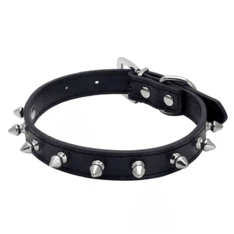 Leather Spiked Pet Collar Adjustable Studded Neck Strap For Dogs Cats 7