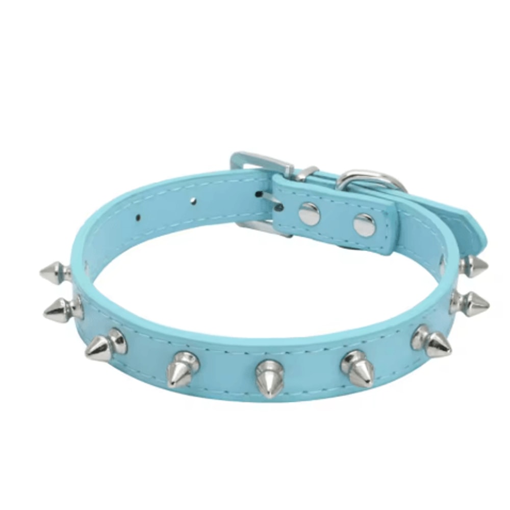 Leather Spiked Pet Collar Adjustable Studded Neck Strap For Dogs Cats 8