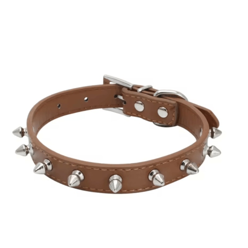 Leather Spiked Pet Collar Adjustable Studded Neck Strap For Dogs Cats 9