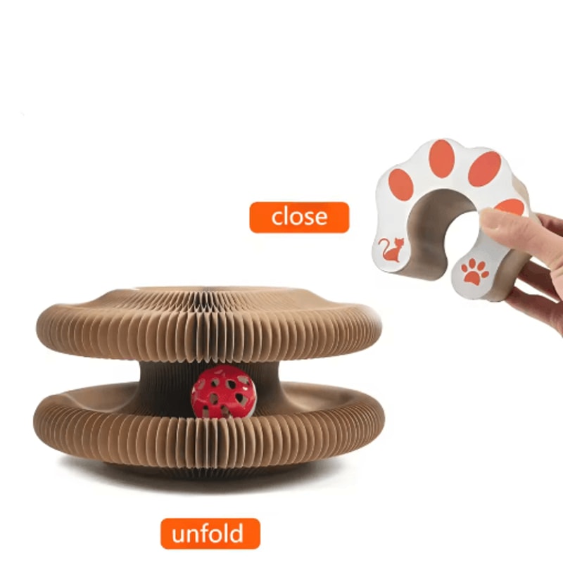 Interactive Accordion Cat Scratching Board With Ball ShapeShifting Cardboard Cat Toy 1