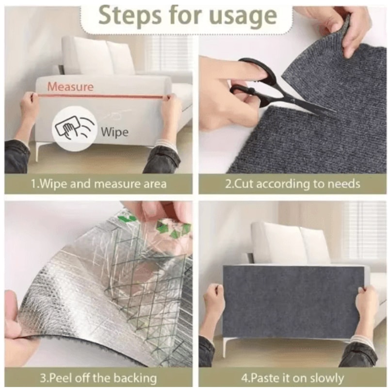 40by300cm SelfAdhesive Cat Scratch Mat Trimmable Sofa Furniture Protector 8