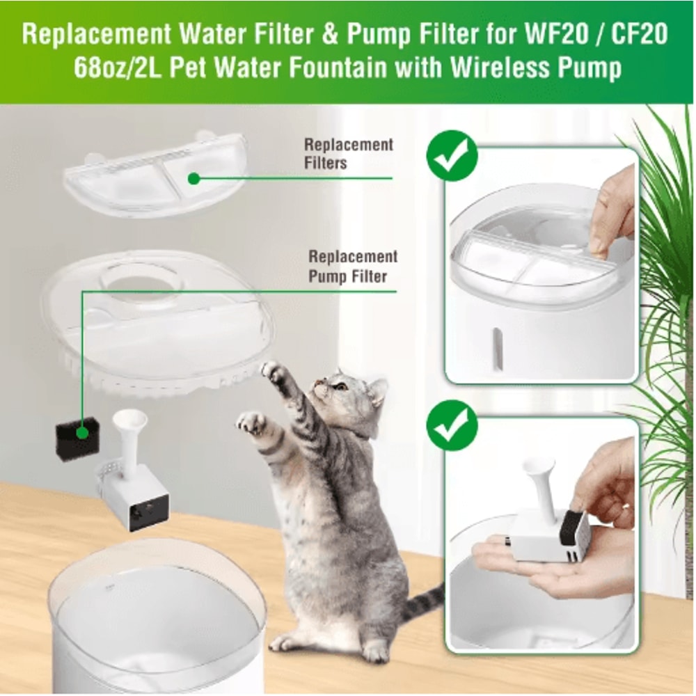 Triple Filtration Replacement Filter Sponge For WF20CF20 Homerun Cat Water Fountain 8