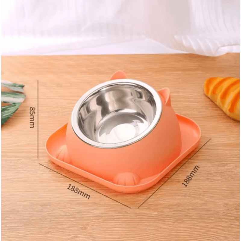 Stainless Steel AntiSpill Cat Bowl NonSlip Pet Food Water Feeder 8