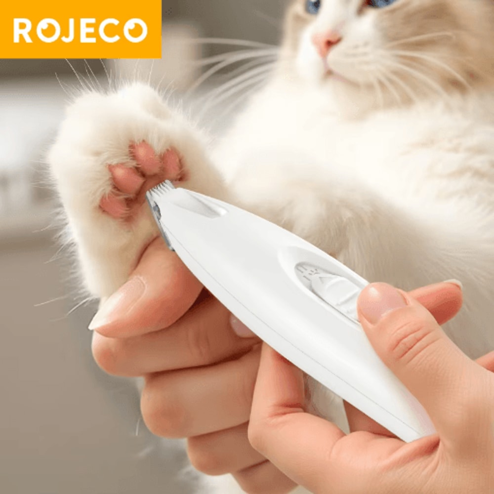 ROJECO Rechargeable Pet Paw Hair Trimmer With LED Light Precision Grooming Clipper For Cats Dogs 0