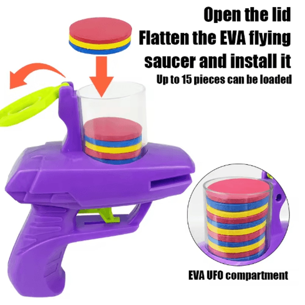 Flying Saucer Launcher Pet Toy Set Interactive Hunting Game With 15 EVA Discs 4