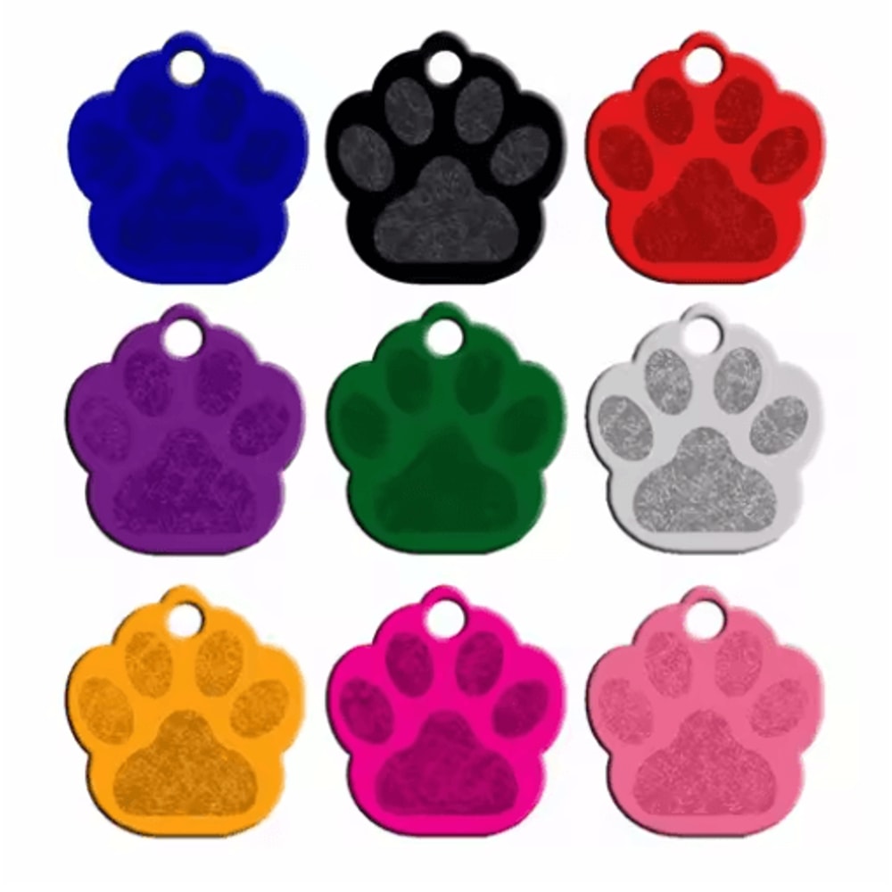 20PCS Paw Shape Pet ID Tags Personalized Aluminum Name Tags For Dogs Cats 0