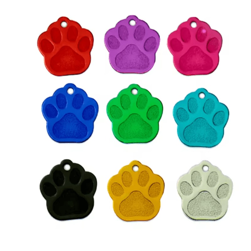 20PCS Paw Shape Pet ID Tags Personalized Aluminum Name Tags For Dogs Cats 12