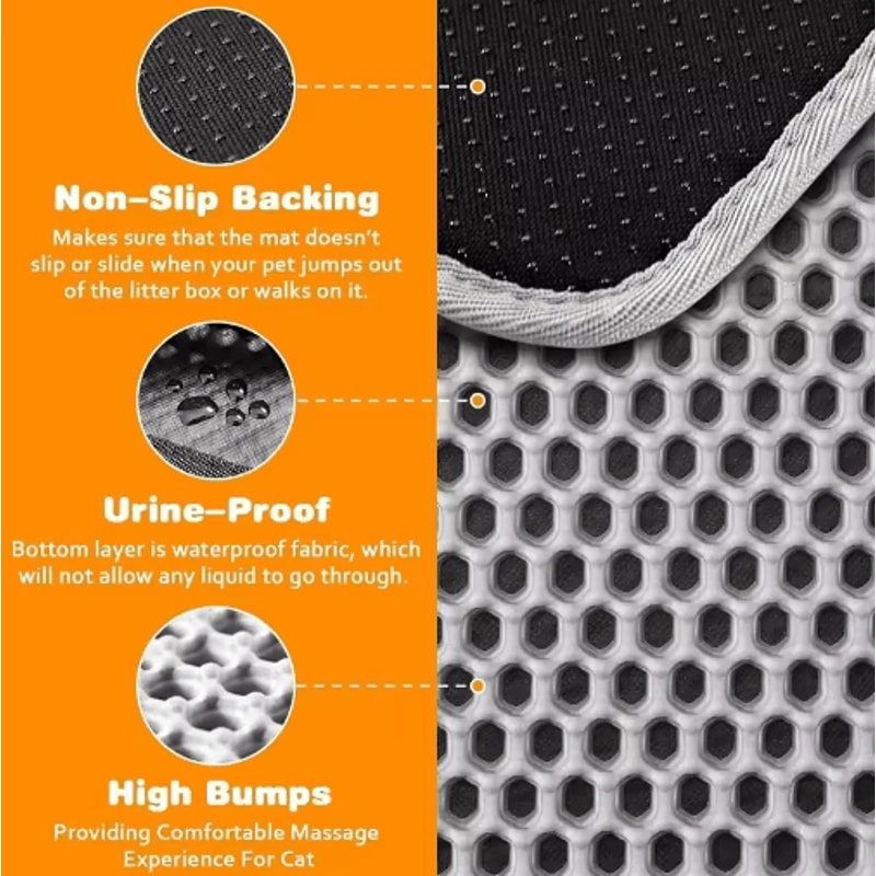 HeavyDuty Double Layer Cat Litter Mat Waterproof NonSlip Litter Trapper 5