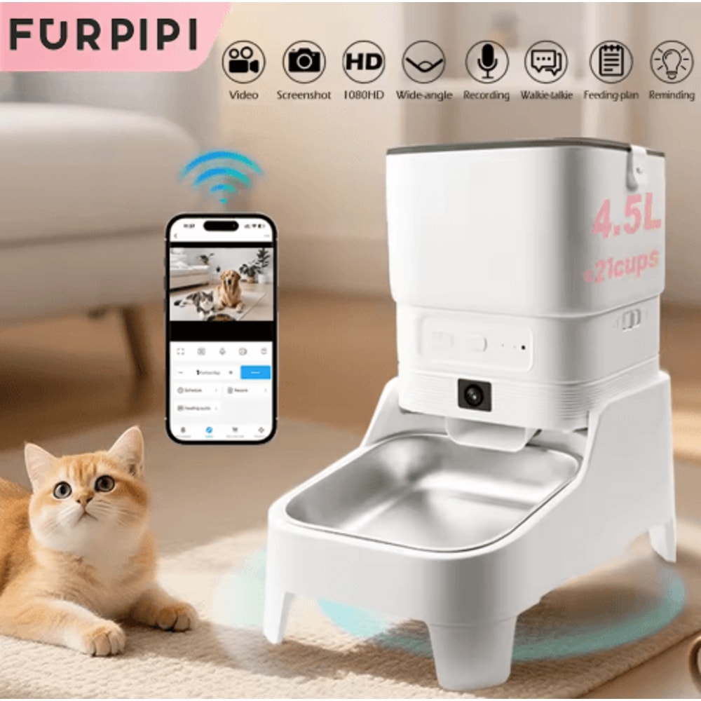 FURPIPI Smart Pet Feeder With Camera AppControlled Automatic Food Dispenser For Cats Dogs 0