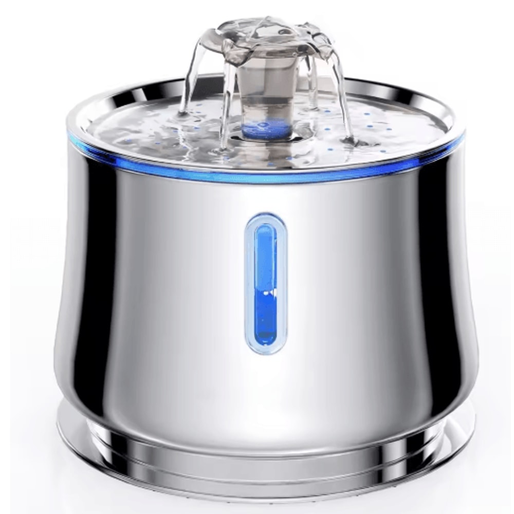 25L Stainless Steel Cat Water Fountain With Water Level Window UltraQuiet Automatic Pet Dispenser 0