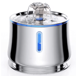 2.5l stainless steel cat water fountain with water level window ultra-quiet automatic pet dispenser