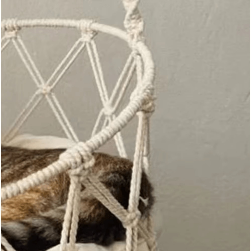 HandWoven Boho Hanging Cat Hammock Cozy Elevated Bed For Kittens Cats 5