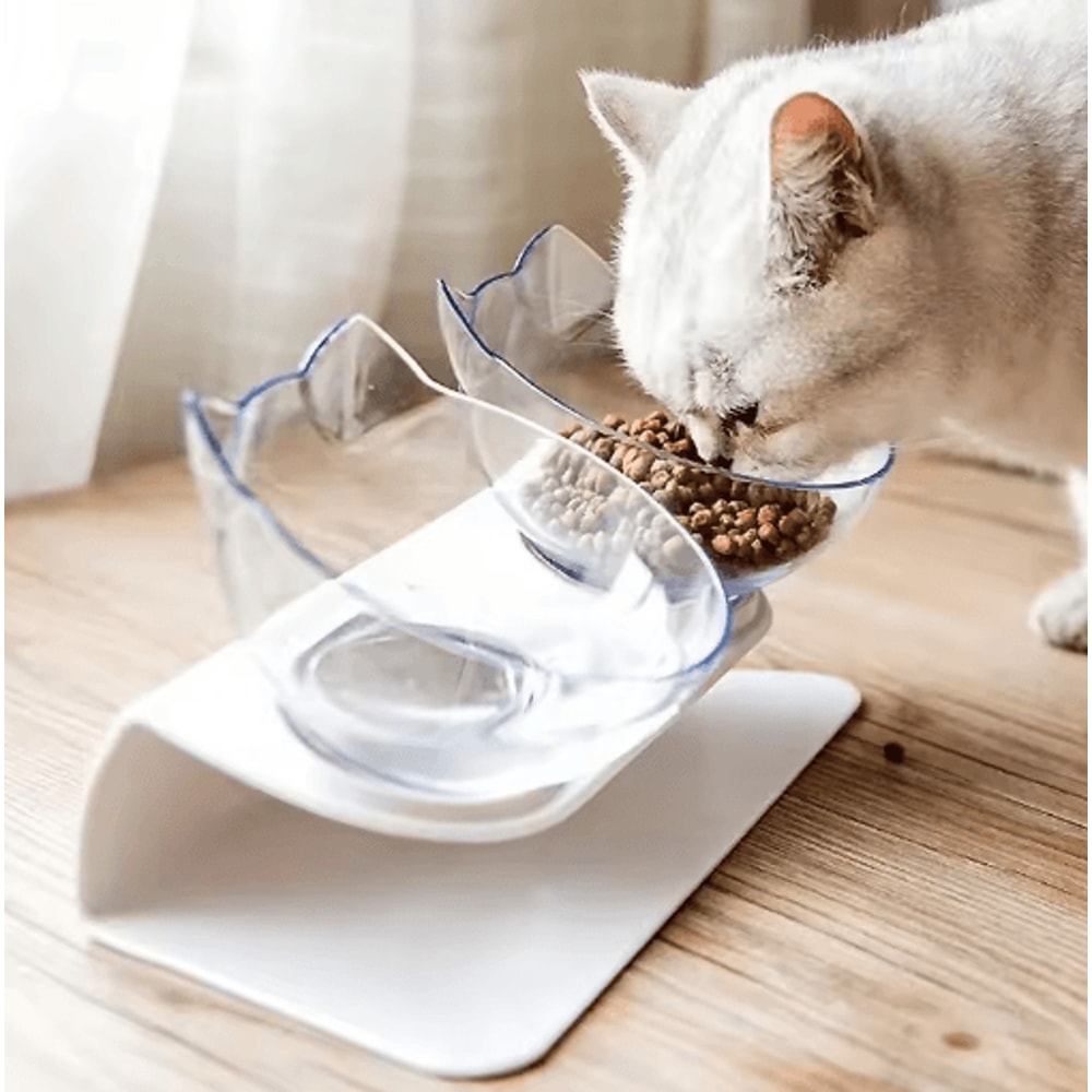 NonSlip Double Pet Bowl With Stand Elevated Food Water Feeder For Cats Dogs 12