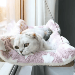 premium window-mounted cat hammock heavy-duty hanging bed & sunny perch for cats