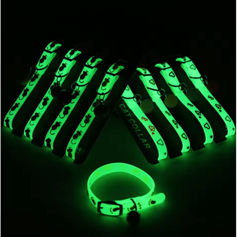 Luminous Silicone Cat Collar With Bell GlowintheDark AntiLost Collar For Cats Small Dogs 11