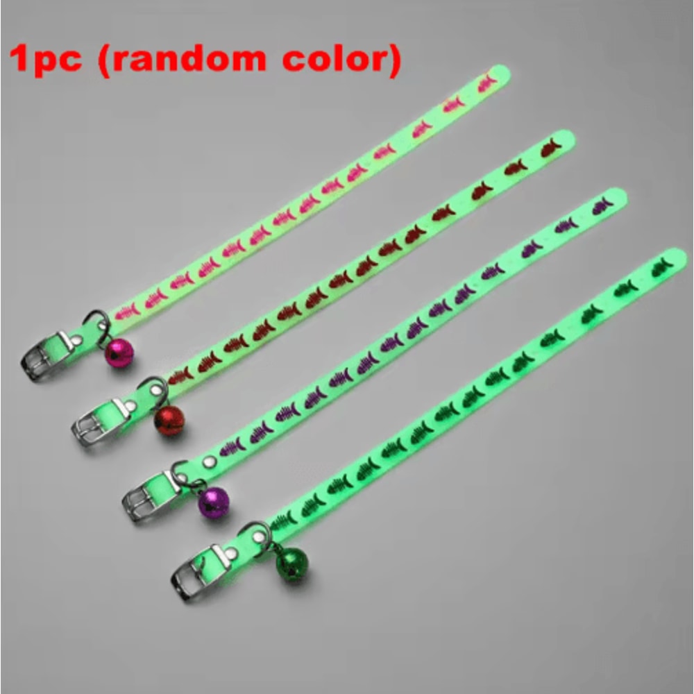 Luminous Silicone Cat Collar With Bell GlowintheDark AntiLost Collar For Cats Small Dogs 3