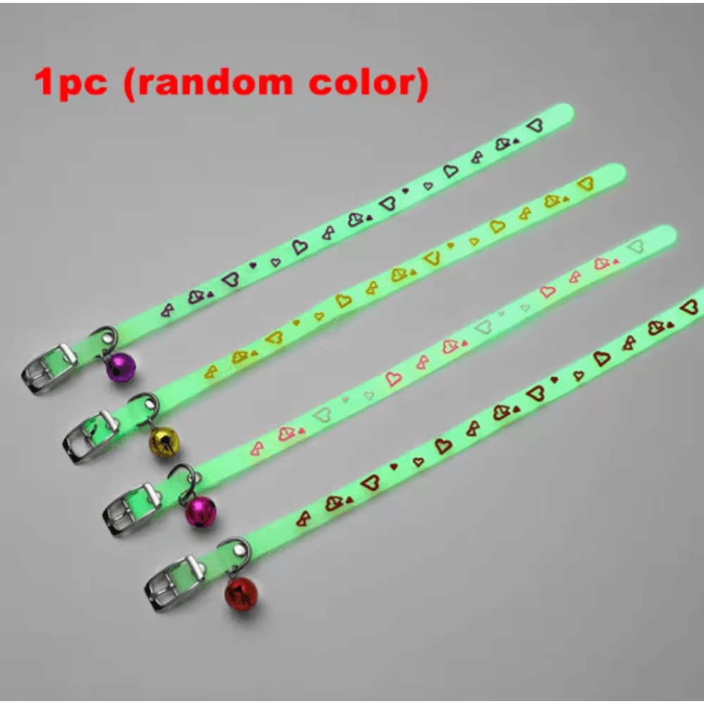 Luminous Silicone Cat Collar With Bell GlowintheDark AntiLost Collar For Cats Small Dogs 4