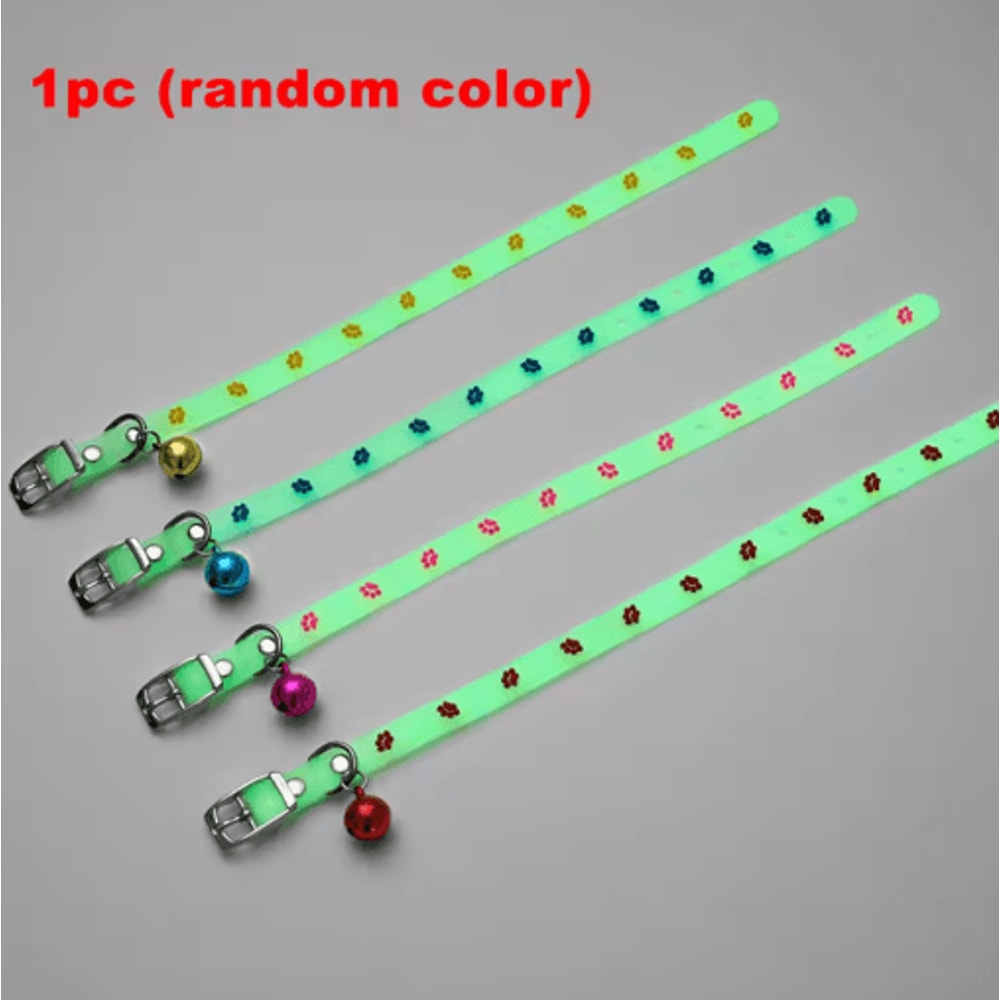 Luminous Silicone Cat Collar With Bell GlowintheDark AntiLost Collar For Cats Small Dogs 7