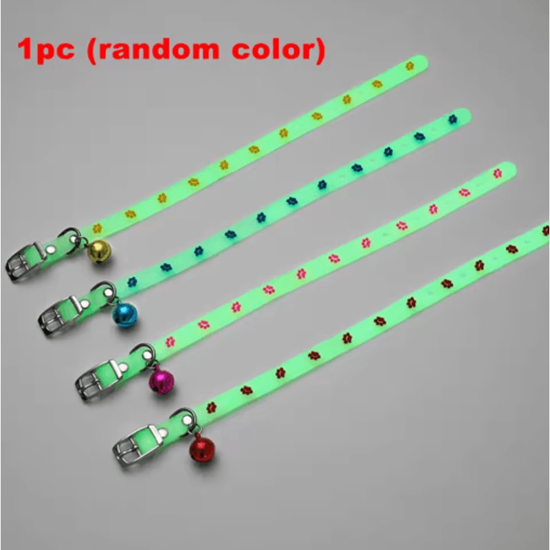 Luminous Silicone Cat Collar With Bell GlowintheDark AntiLost Collar For Cats Small Dogs 7