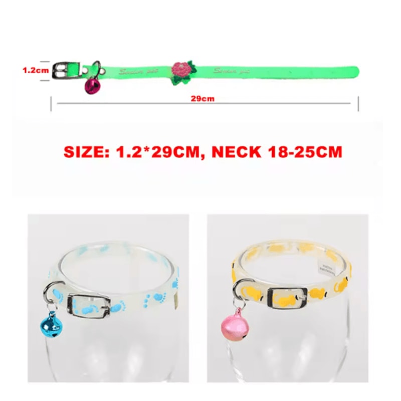 Luminous Silicone Cat Collar With Bell GlowintheDark AntiLost Collar For Cats Small Dogs 8