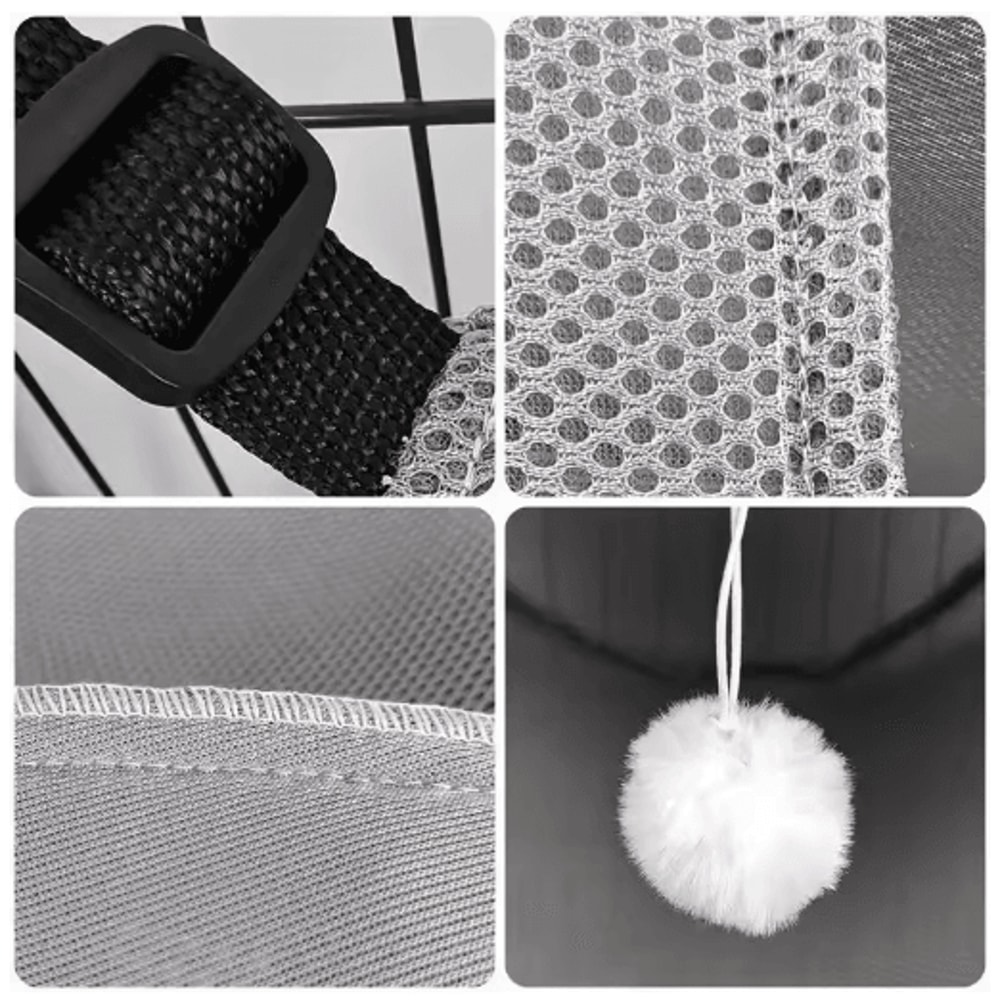 Breathable Mesh Hanging Cat Bed Adjustable Elevated Hammock With Metal Frame 5