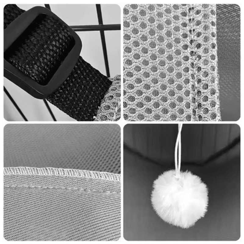 Breathable Mesh Hanging Cat Bed Adjustable Elevated Hammock With Metal Frame 5