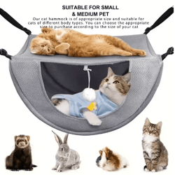 breathable mesh hanging cat bed – adjustable elevated hammock with metal frame