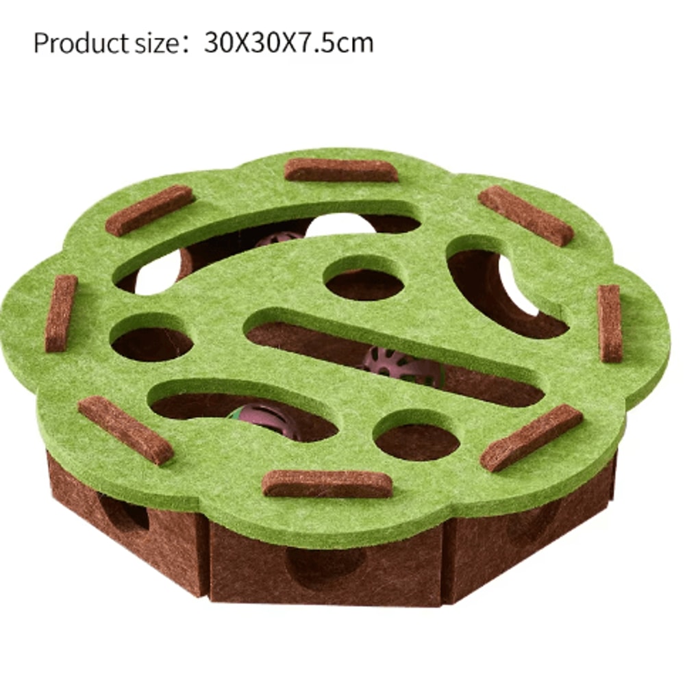 Interactive Felt Cat Puzzle Box Hunting Exercise Toy With Ball For Indoor Cats 7