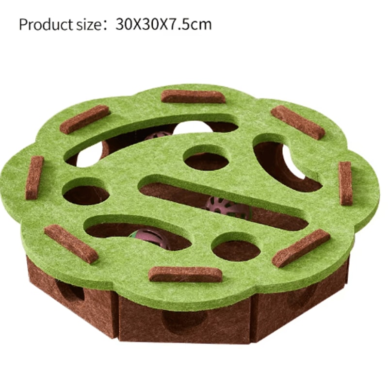 Interactive Felt Cat Puzzle Box Hunting Exercise Toy With Ball For Indoor Cats 7