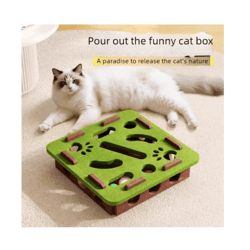 interactive felt cat puzzle box – hunting & exercise toy with ball for indoor cats