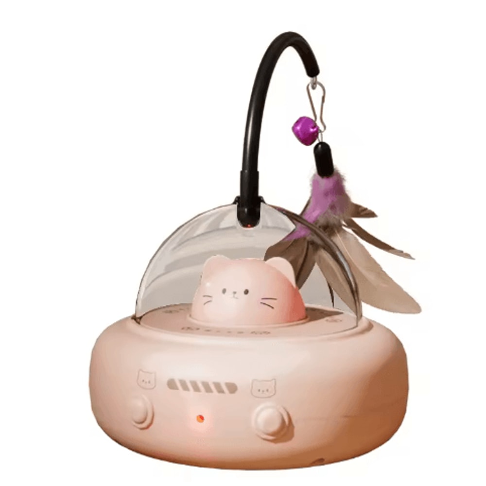 Smart UFO Electric Cat Teaser Toy Interactive Feather Wand With Bell For Cats 1